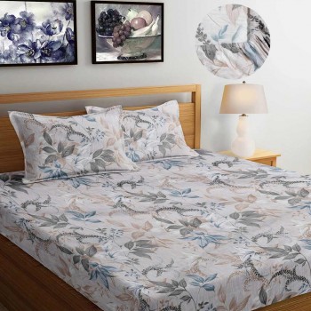 Sale Active Cotton Feel Glace Cotton Printed King Size Double Bed Bedsheet with 2 Pillow Cover
